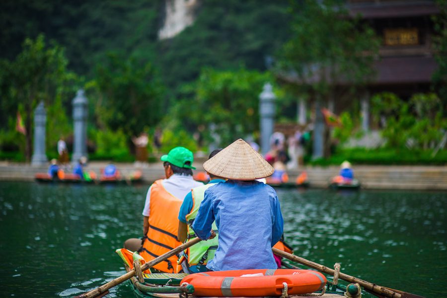 Tràng An Scenic Complex offers tourist 3-hour boat rides inside the UNESCO Heritage Site.